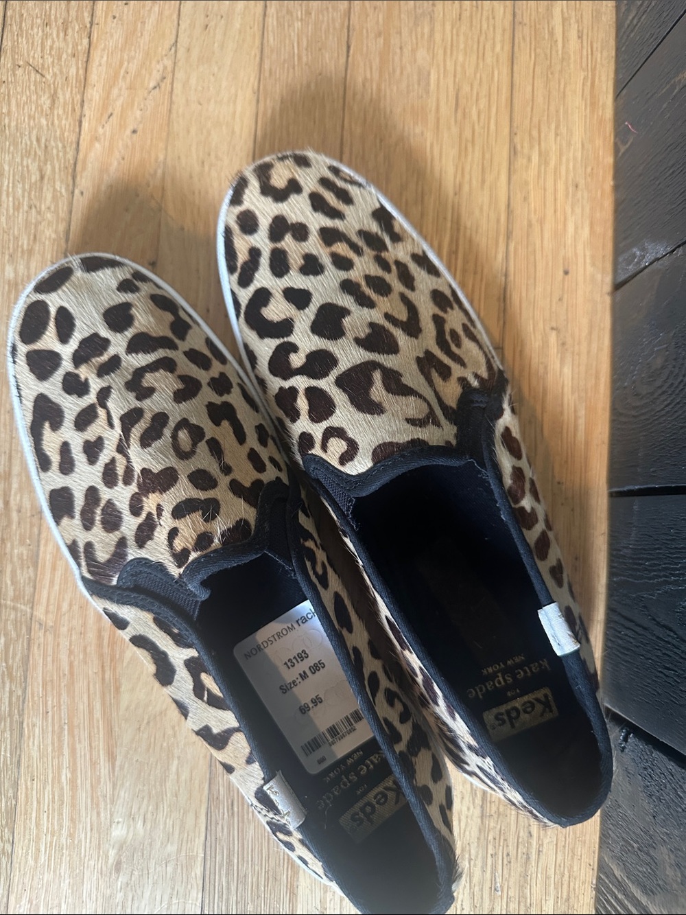 ♠️ Kate Spade X Keds New York Leopard Print Slip-On Sneakers - Pony Hair Upper - Picture 4 of 9